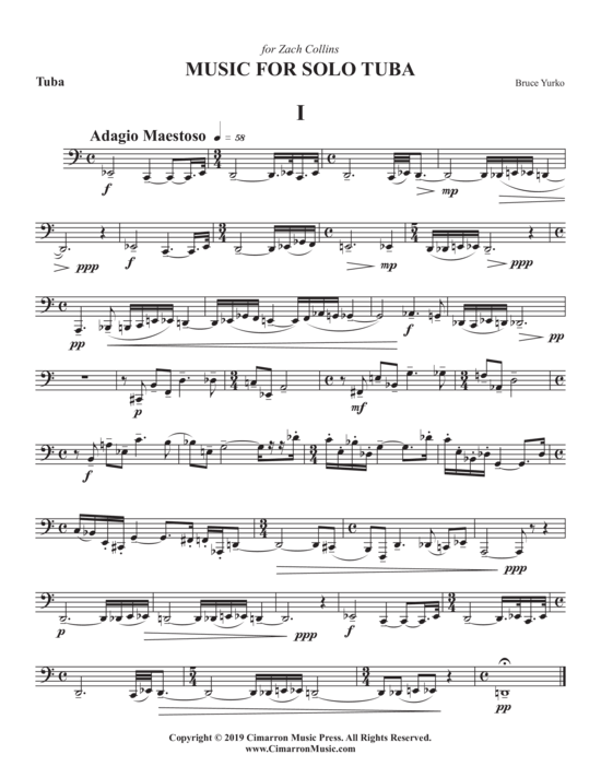Product picture to: Music for Solo Tuba Bruce Yurko