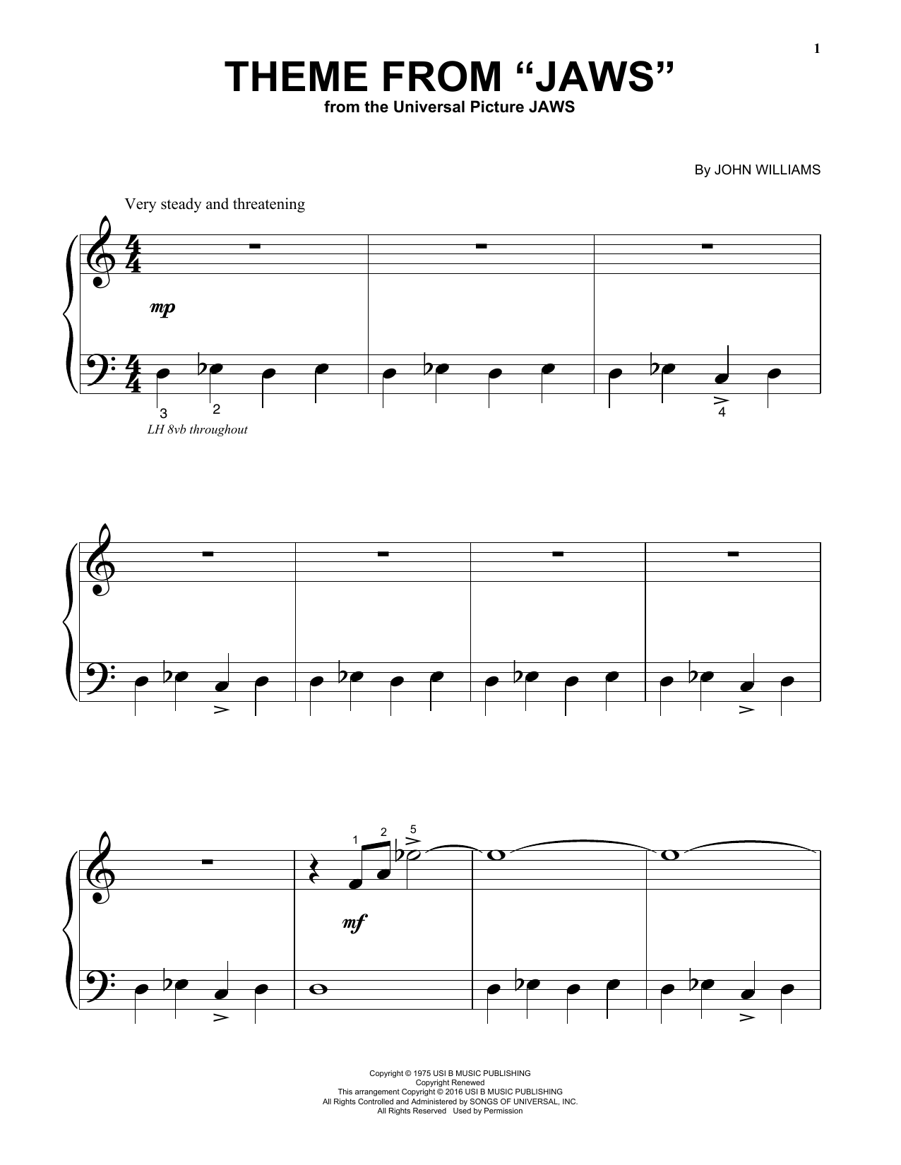 Produktgalerie: Seite 1 von 1 Theme from Jaws, John Williams, Klavier