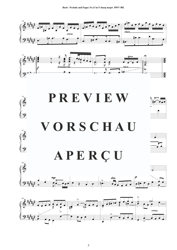 Product gallery: Page 6 of 9 Prelude and Fugue No. 13 in F sharp major BWV 882, , Solo Piano