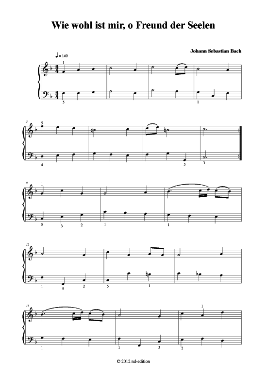 Produktbild zu: Wie wohl ist mir, o Freund der Seelen J. S. Bach (bearb.)