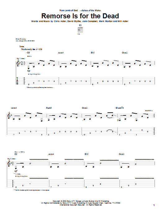Produktgalerie: Seite 1 von 1 Remorse Is For The Dead, Lamb Of God, Gitarre