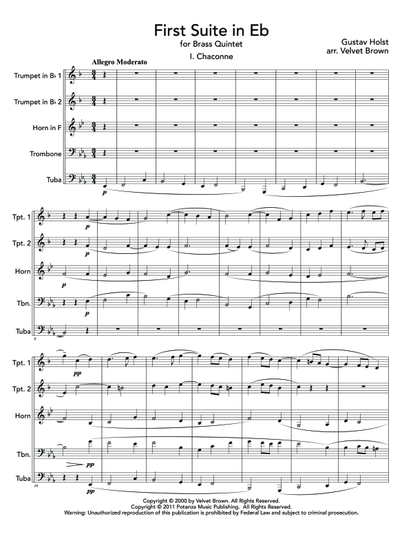 Produktgalerie: Seite 1 von 11 First Suite in E-flat, , (Blechbläser Quintett)