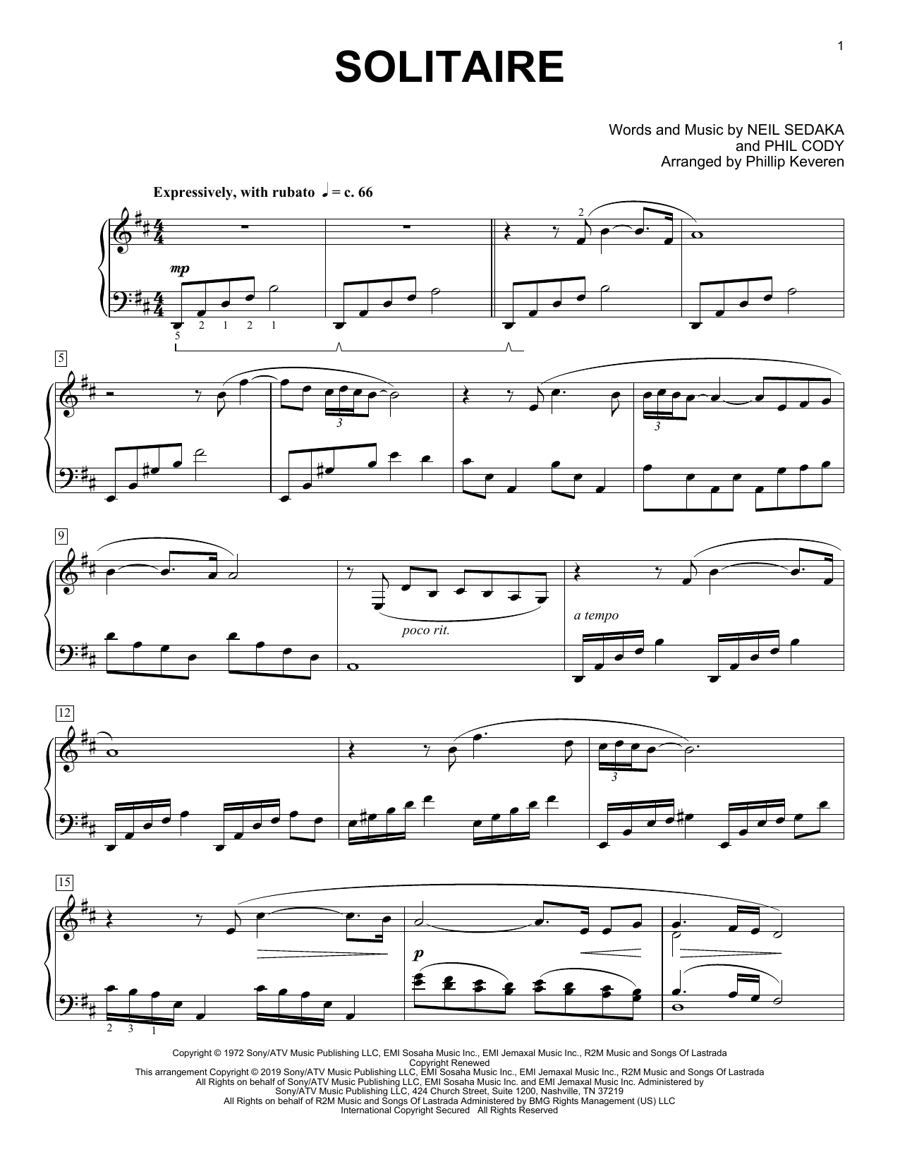 Produktbild zu: Solitaire (arr. Phillip Keveren)