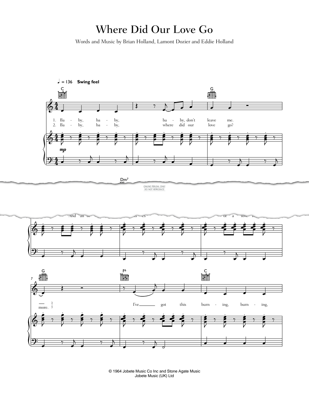 Produktgalerie: Seite 1 von 1 Where Did Our Love Go, The Supremes, Gesang, Gitarre, Klavier