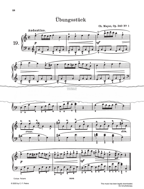 Produktgalerie: Seite 1 von 1 Übungsstück, Op. 340, Nr. 1, Charles Mayer, Klavier