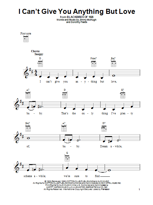 Product gallery: Page 1 of 1 I Can't Give You Anything But Love, Dorothy Fields