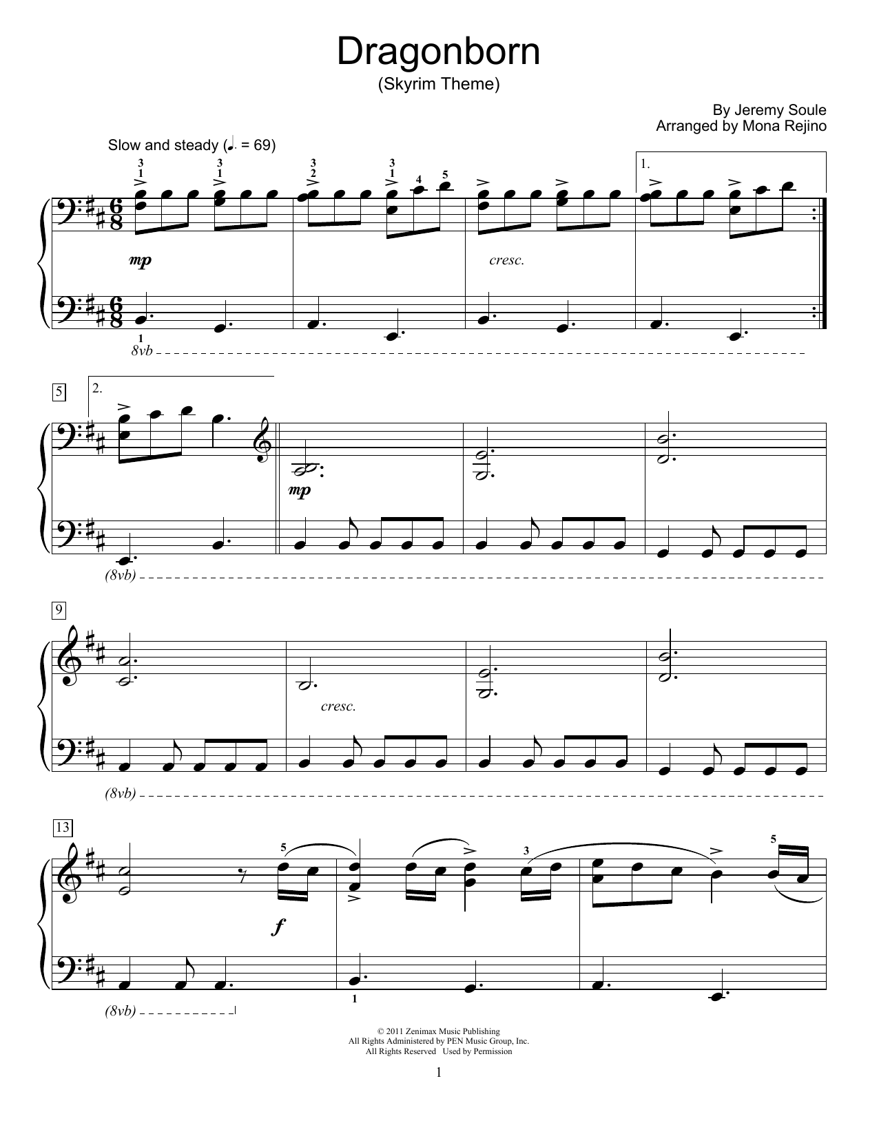 Produktbild zu: Dragonborn (Skyrim Theme) (arr. Mona Rejino)