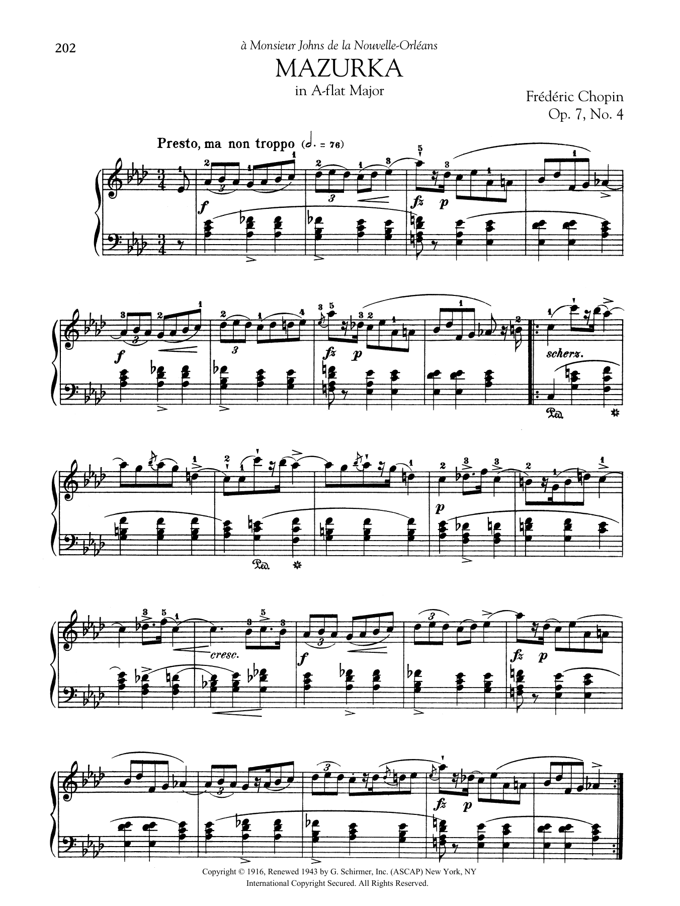 Product gallery: Page 1 of 1 Mazurka in A-flat Major, Op. 7, No. 4, Frédéric Chopin