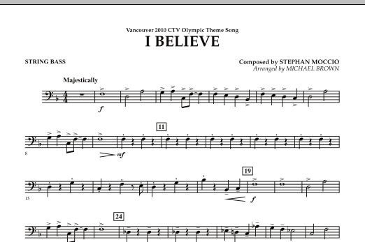 Produktbild zu: I Believe (Vancouver 2010 CTV Olympic Theme Song) - String Bass