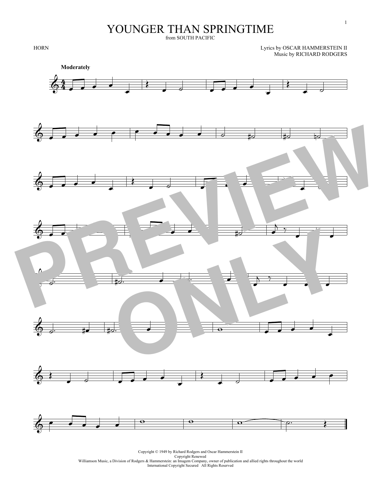 Produktgalerie: Seite 1 von 1 Younger Than Springtime, Rodgers & Hammerstein, Horn