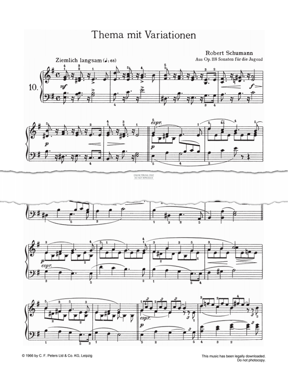 Produktgalerie: Seite 1 von 1 Thema mit Variationen, Op. 118 Sonaten fur die Jugend, Robert Schumann, Klavier