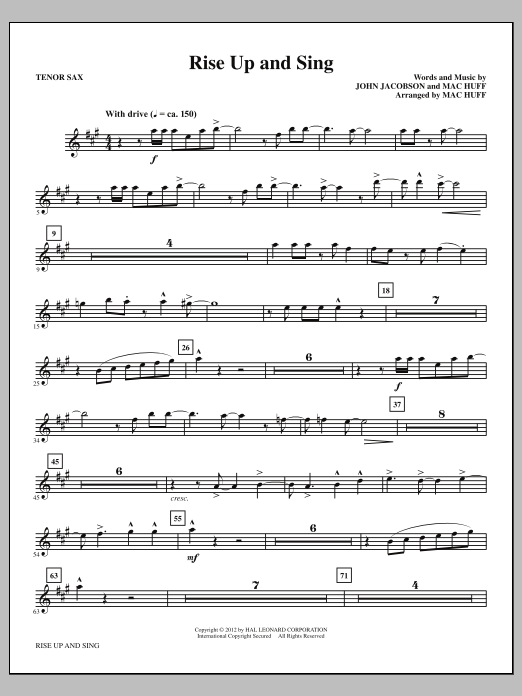 Produktgalerie: Seite 1 von 1 Rise Up And Sing - Tenor Sax, Mac Huff, Chor