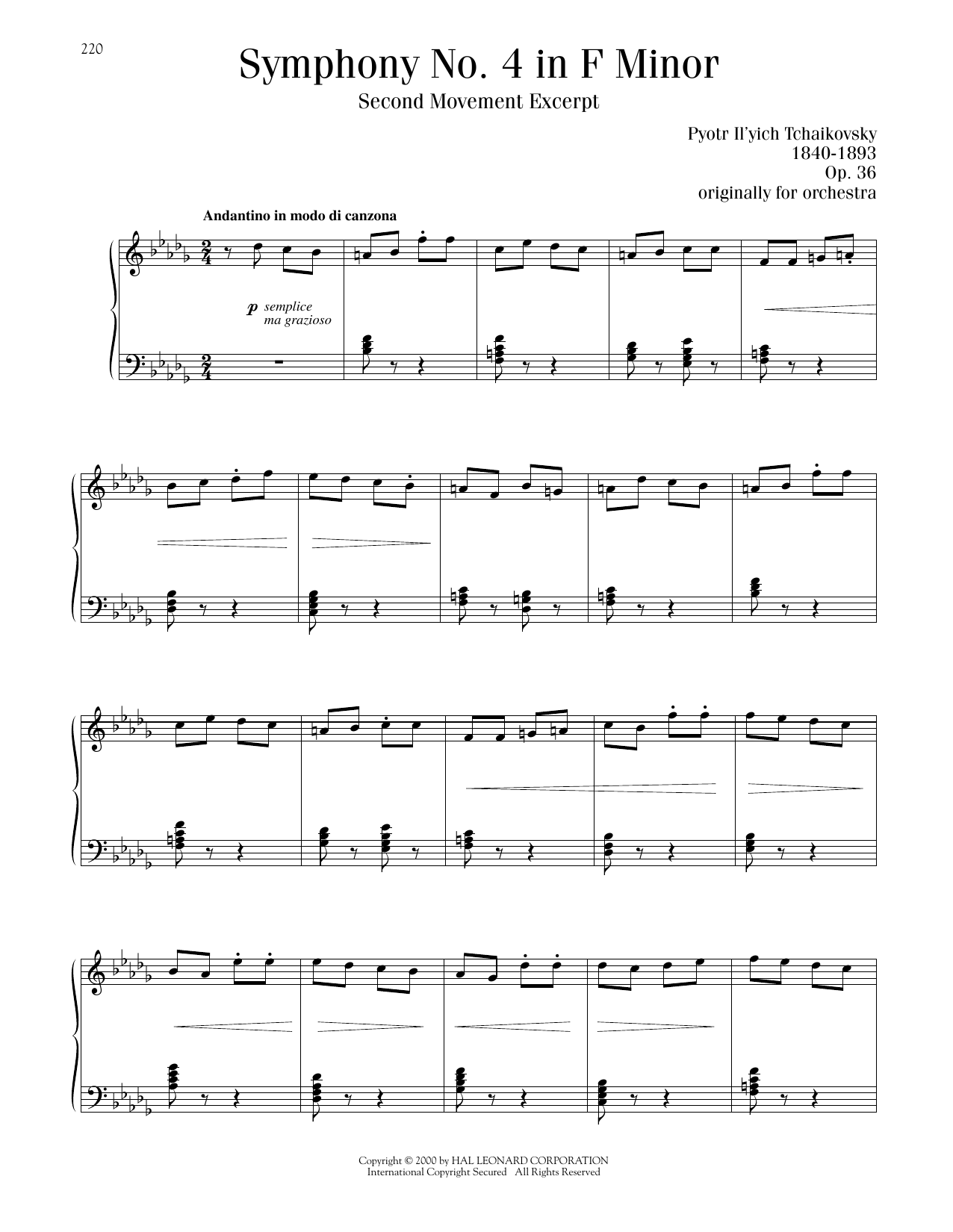 Produktbild zu: Symphony No. 4 In F Minor, Op. 36, Second Movement Excerpt