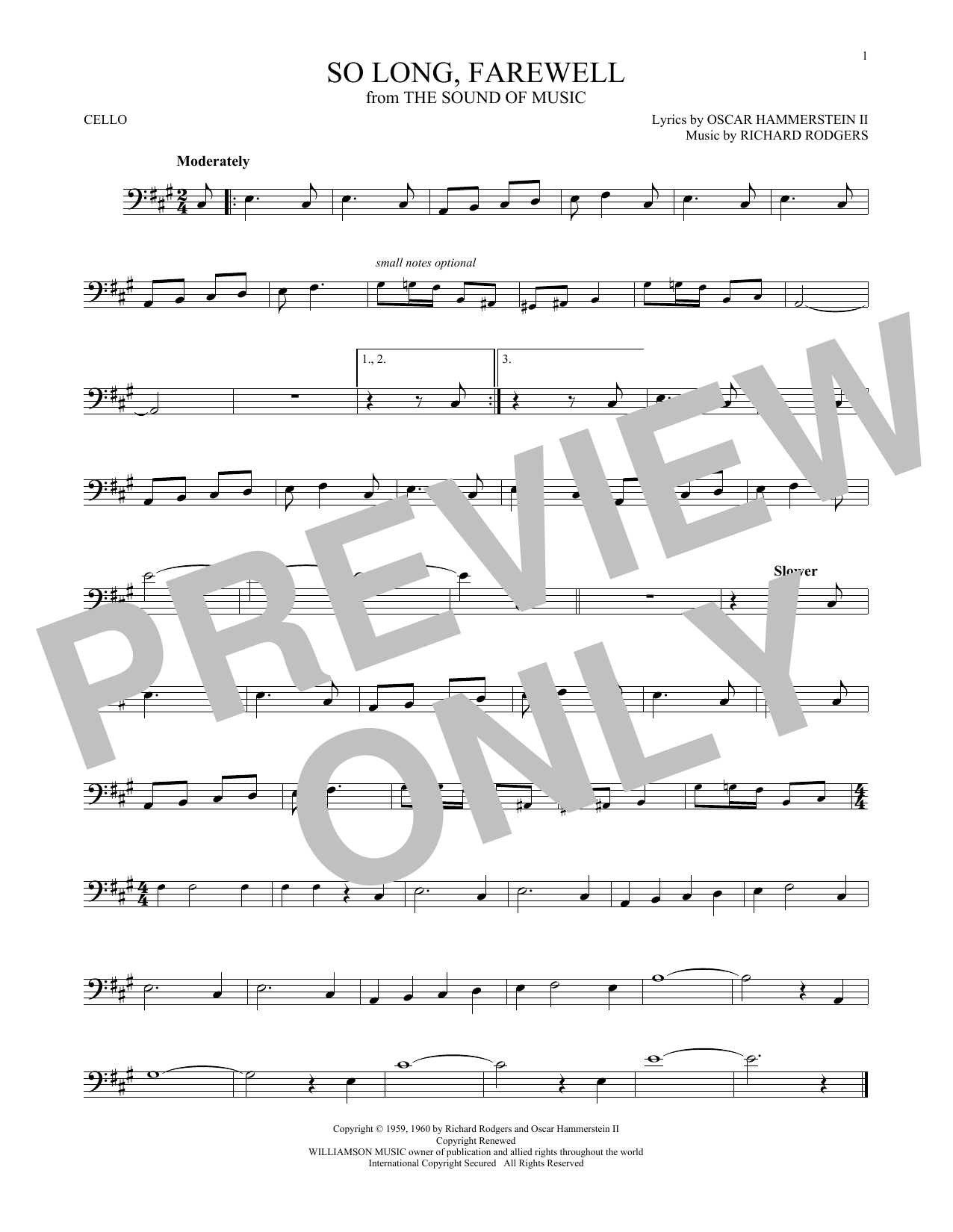Produktgalerie: Seite 1 von 1 So Long, Farewell, Rodgers & Hammerstein, Violoncello