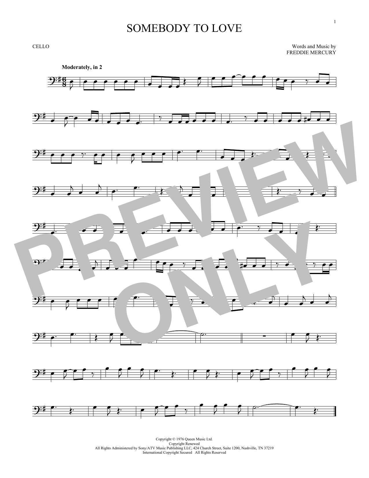 Produktgalerie: Seite 1 von 1 Somebody To Love, Queen, Violoncello