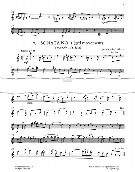 gallery: Third Movement from Sonata No.1, Jean Xavier Lefevre, Klarinette, Klavier
