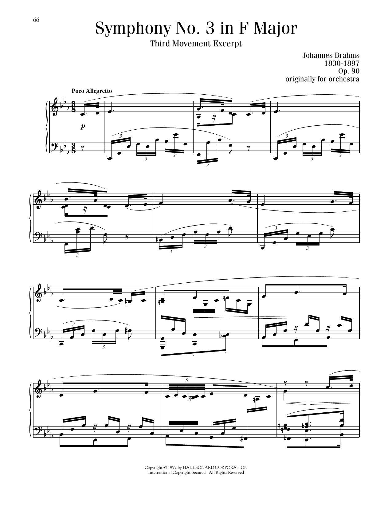 Produktgalerie: Seite 1 von 1 Symphony No. 3 In F Major, Op. 90, Johannes Brahms, Klavier