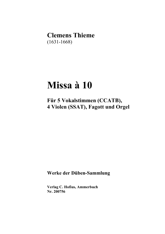 Produktbild zu: Missa à 10