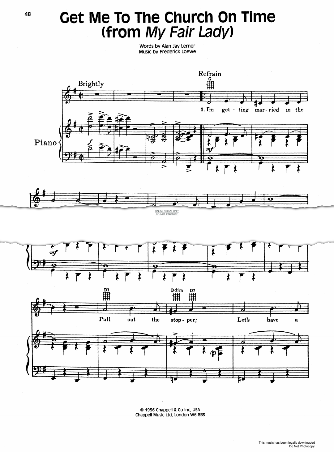 Produktgalerie: Seite 1 von 1 Get Me To The Church On Time (from 'My Fair Lady'), Frederick Loewe, Gesang, Gitarre, Klavier
