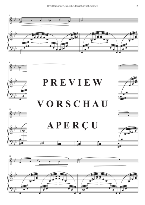 gallery: Drei Romanzen, Nr. 3 Leidenschaftlich schnell - op. 22 III, Joseph Joachim freundschaftlichst gewidmet , , (Violine + Klavier)