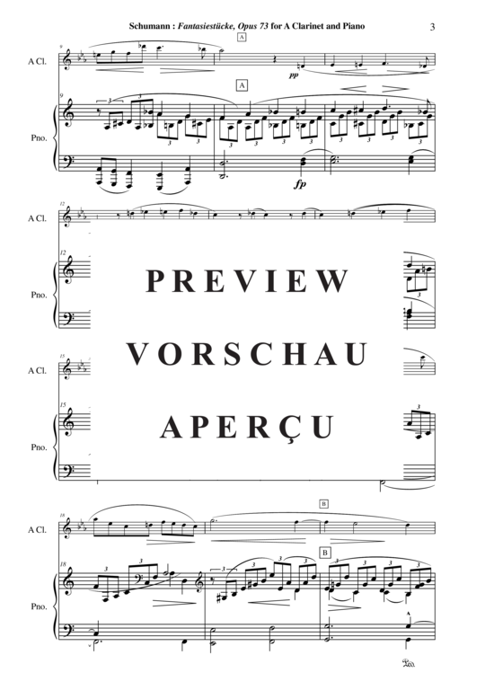 Product gallery: Page 4 of 28 Fantasiestücke, Opus 73 , , (clarinet in A + piano)