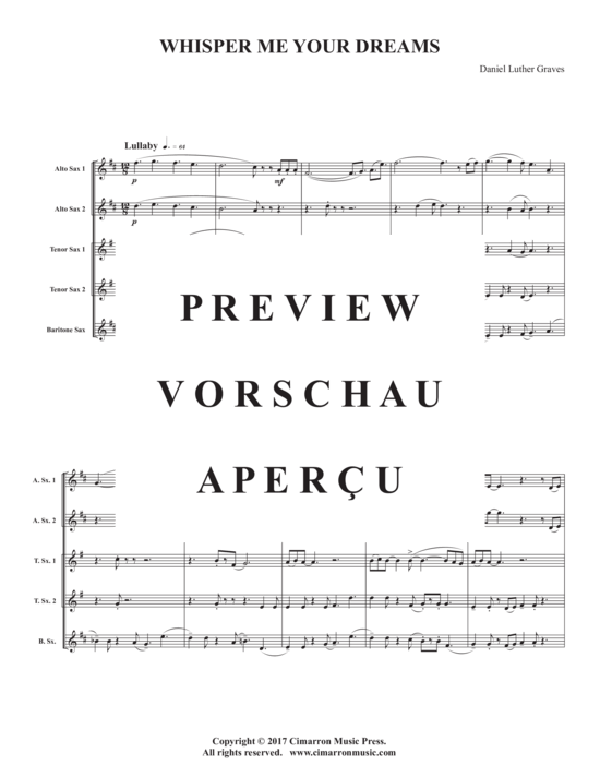 Product gallery: Page 3 of 17 Whisper Me Your Dreams , , (Saxophone Quintet AATTB)