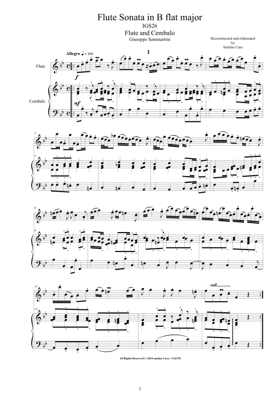 Produktbild zu: Flöten Sonate in B-DurGiuseppe Sammartini