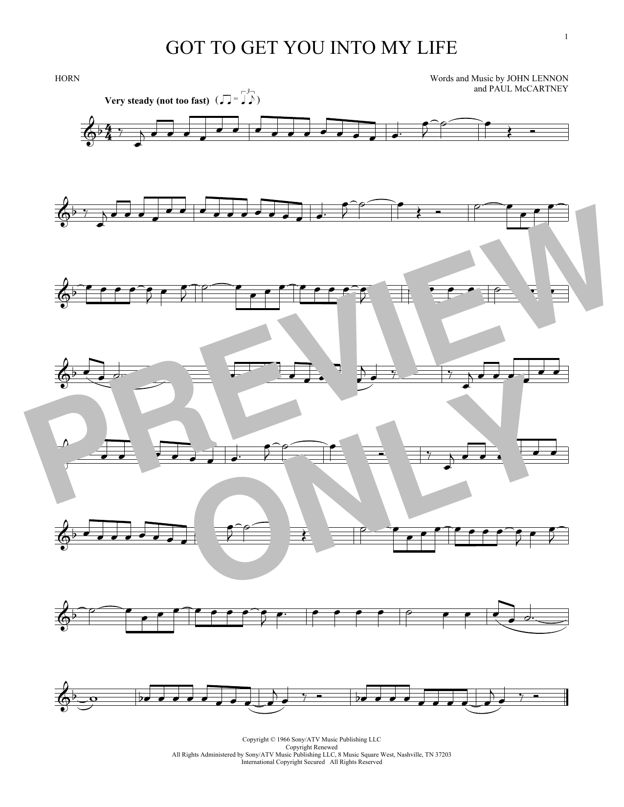 Produktgalerie: Seite 1 von 1 Got To Get You Into My Life, The Beatles, Horn