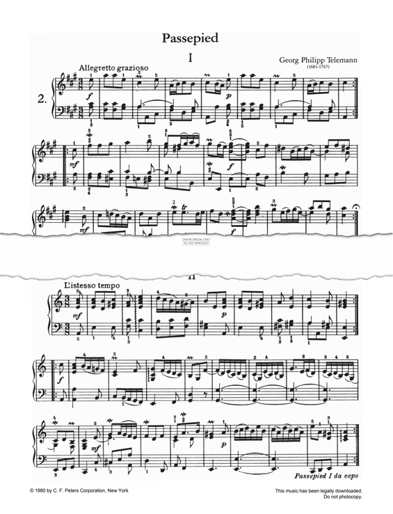 Produktgalerie: Seite 1 von 1 Passepied I/II, Georg Philipp Telemann, Klavier