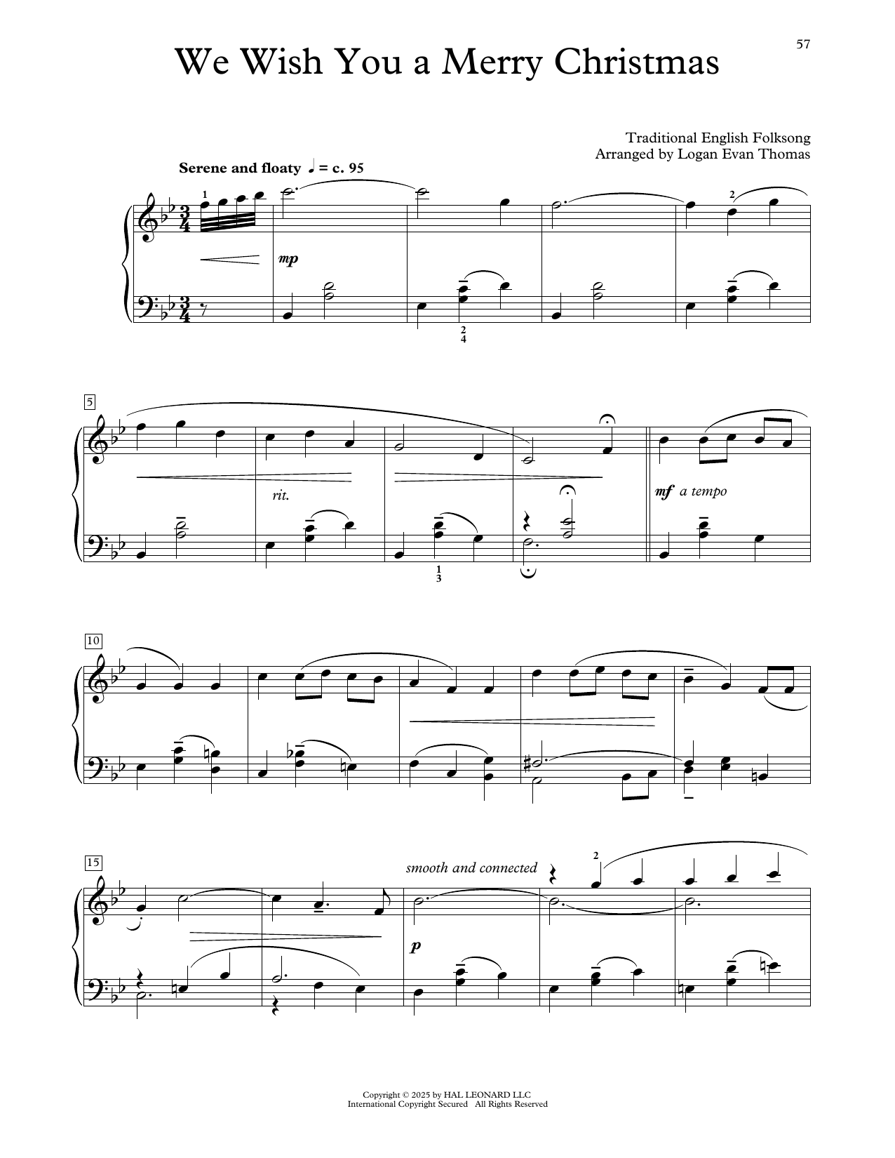 Produktgalerie: Seite 1 von 1 We Wish You A Merry Christmas (arr. Logan Evan Thomas), Traditional English Folksong, Klavier