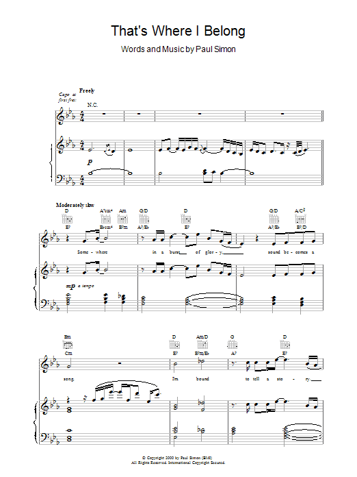 Produktgalerie: Seite 1 von 1 That's Where I Belong, Paul Simon, Gesang, Gitarre, Klavier