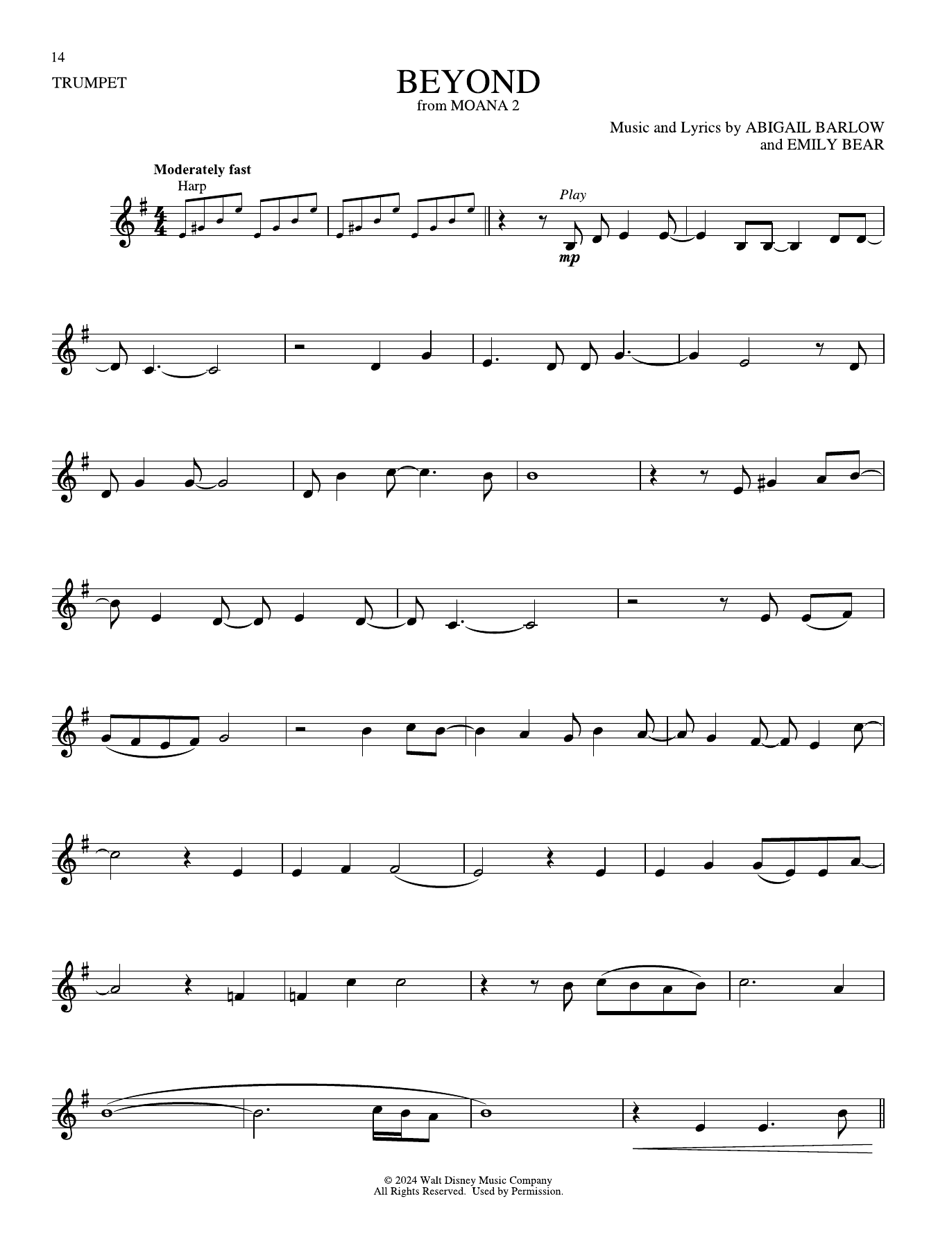 Produktgalerie: Seite 1 von 1 Beyond (from Moana 2), Abigail Barlow & Emily Bear, Trompete