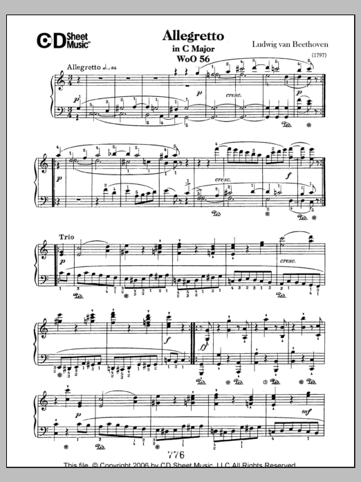 Produktbild zu:  Allegretto In C Major, Woo 56 - Ludwig van Beethoven