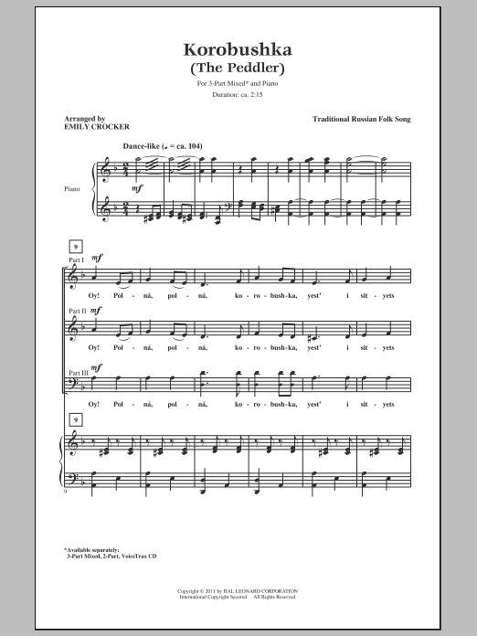 Produktgalerie: Seite 1 von 1 Korobushka (arr. Emily Crocker), Russian Folk Song, Chor