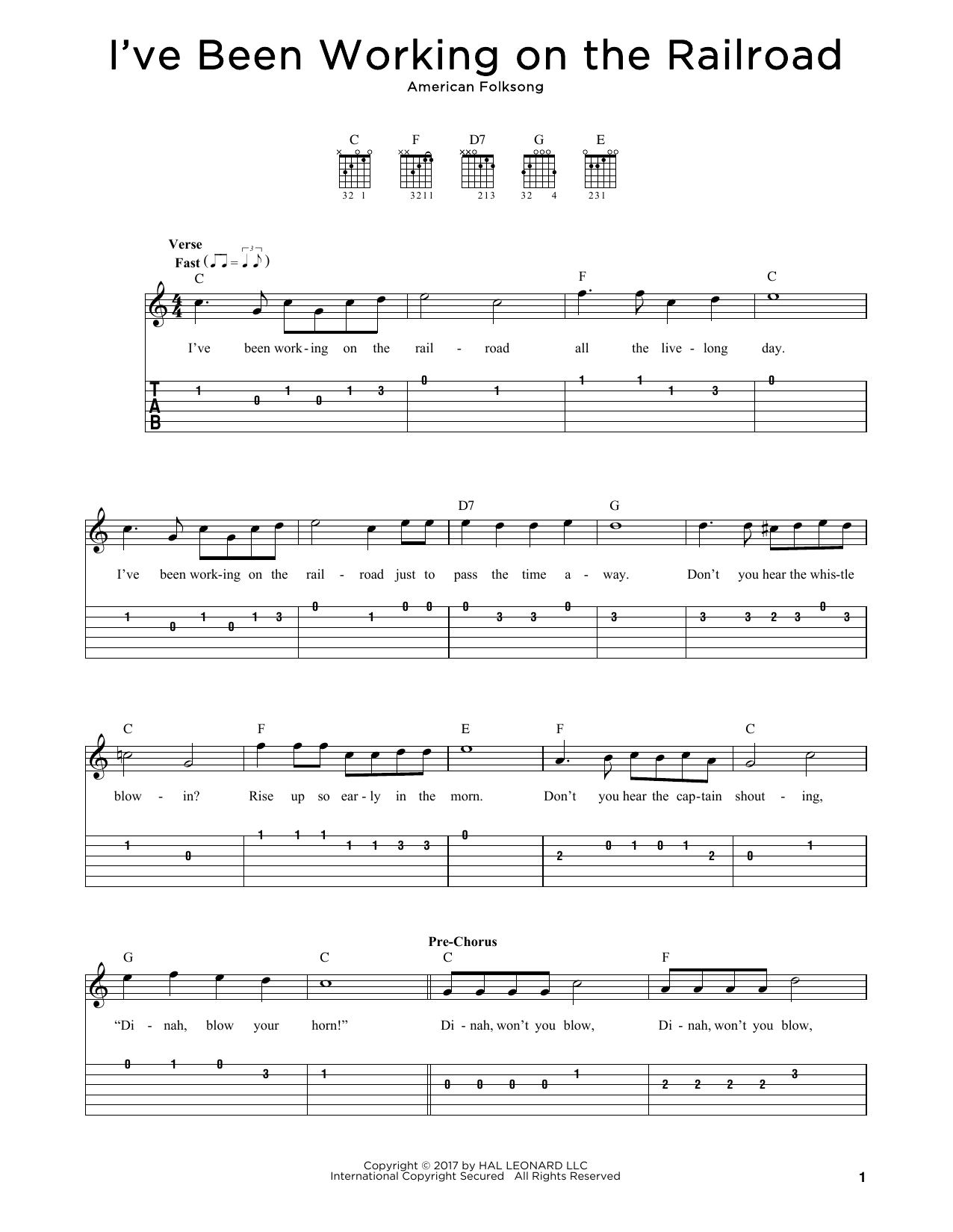 Product gallery: Page 1 of 1 I've Been Working On The Railroad, American Folksong