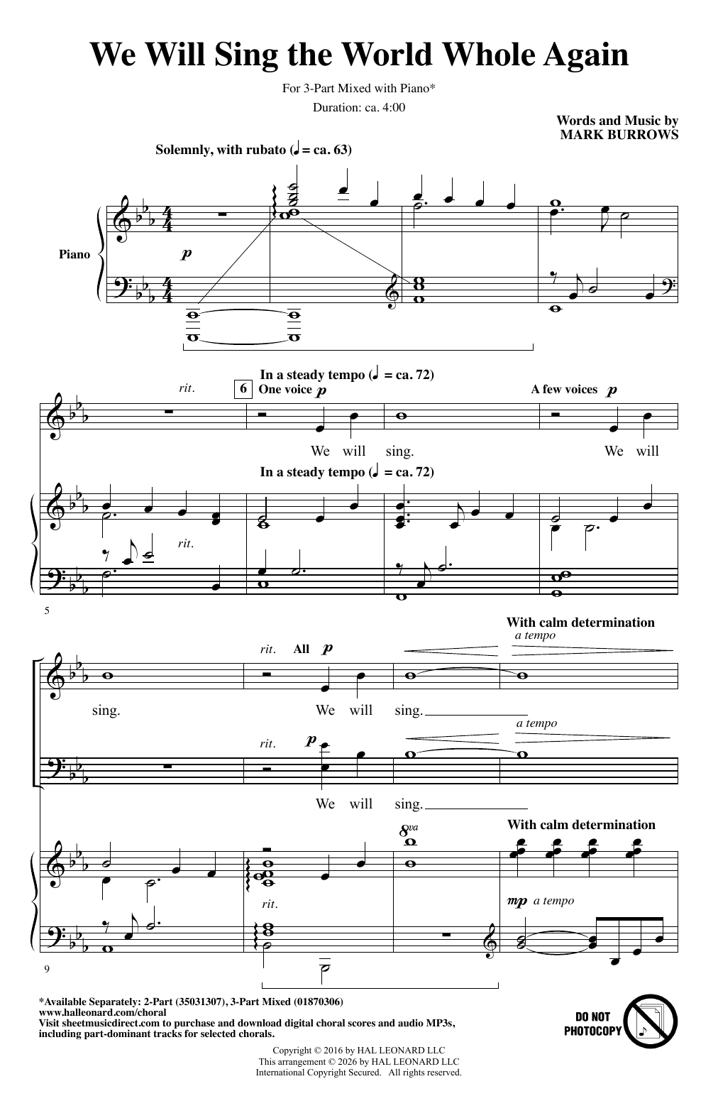 Produktgalerie: Seite 1 von 1 We Will Sing The World Whole Again, Mark Burrows, Chor