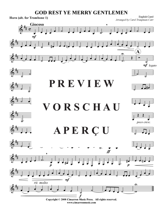 Produktgalerie: Seite 6 von 9 God Rest Ye Merry Gentlemen , , (2x Tromp in B, Horn/Pos, Pos)