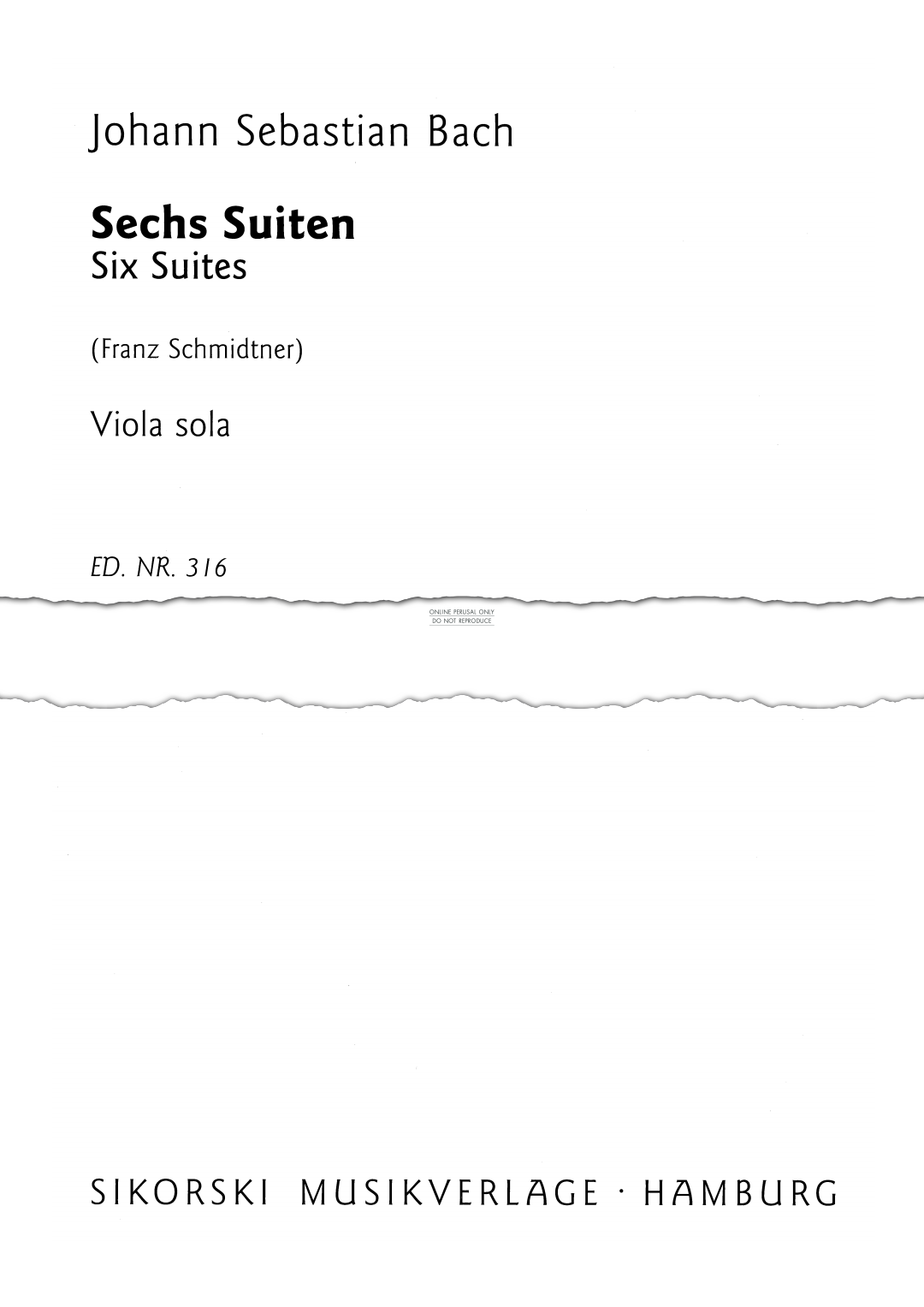 Product picture to: 6 Suiten (for Violoncello)