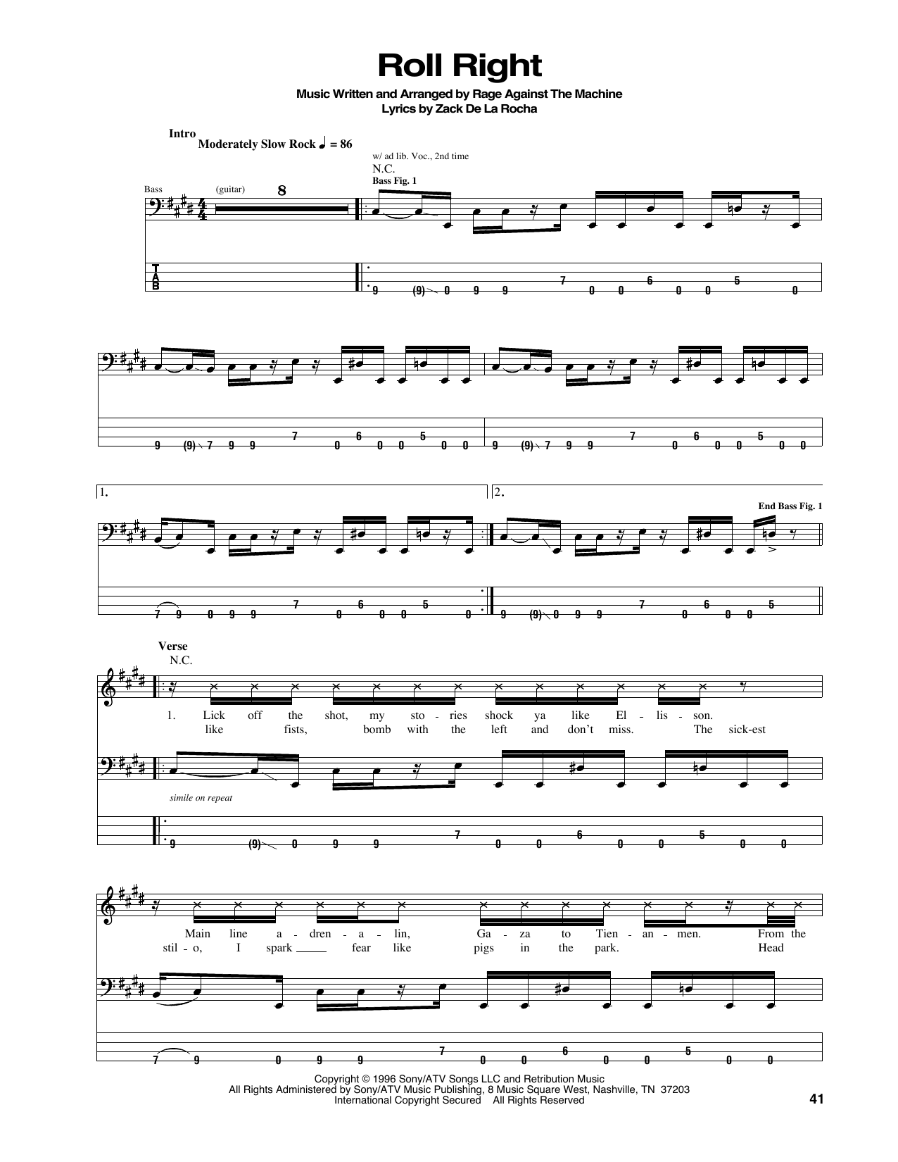 Produktgalerie: Seite 1 von 1 Roll Right, Rage Against The Machine, E-Bass