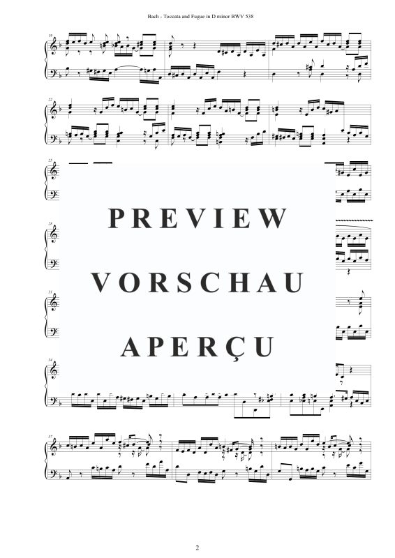 Product gallery: Page 3 of 11 Toccata and Fugue in D minor (Dorian) BWV 538, , Harpsichord/Solo Piano