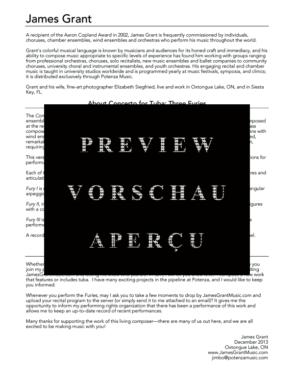 Produktgalerie: Seite 4 von 11 Concerto for Tuba: Three Furies, , (Tuba und Klavier)