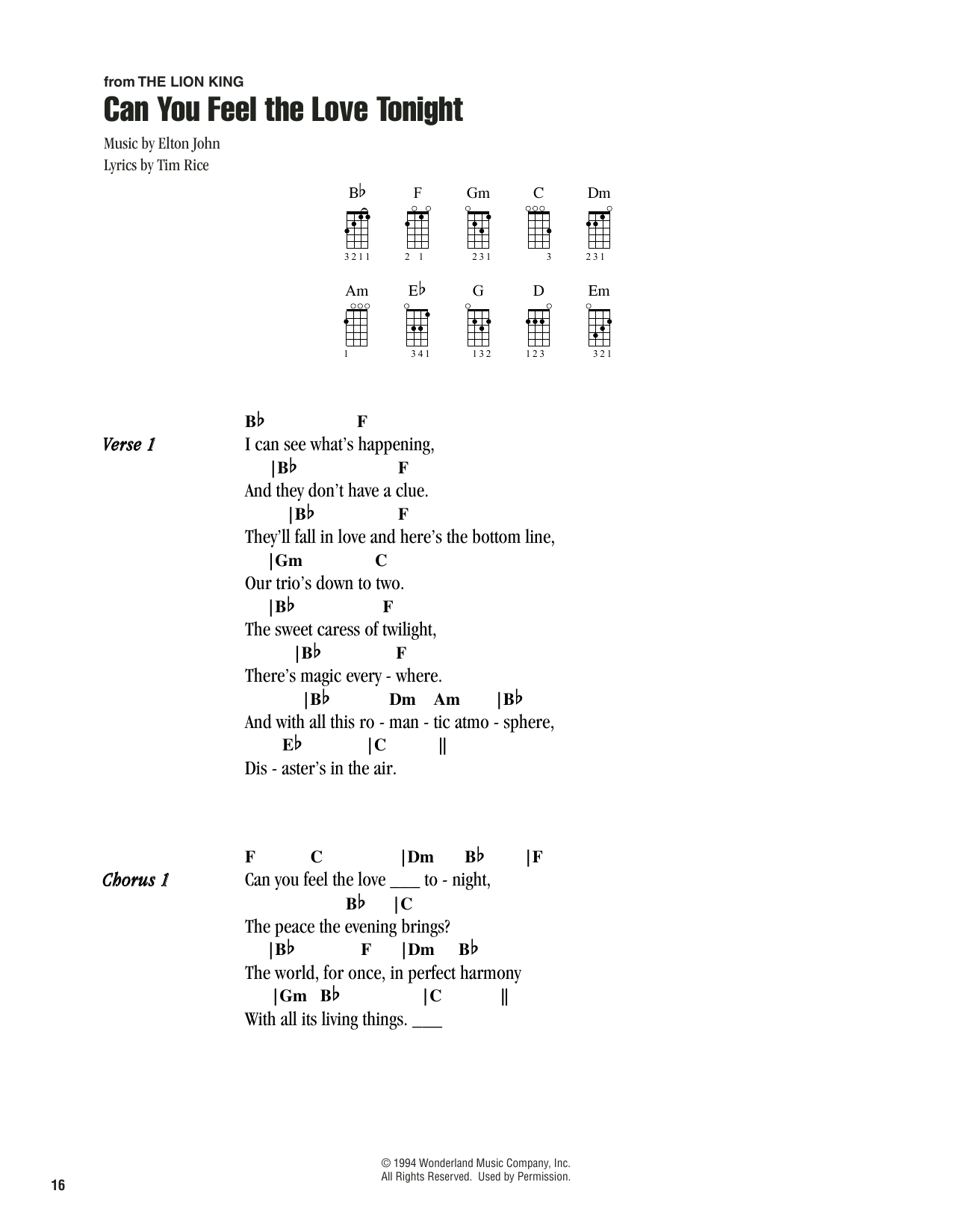 Product gallery: Page 1 of 1 Can You Feel The Love Tonight (from The Lion King), Elton John