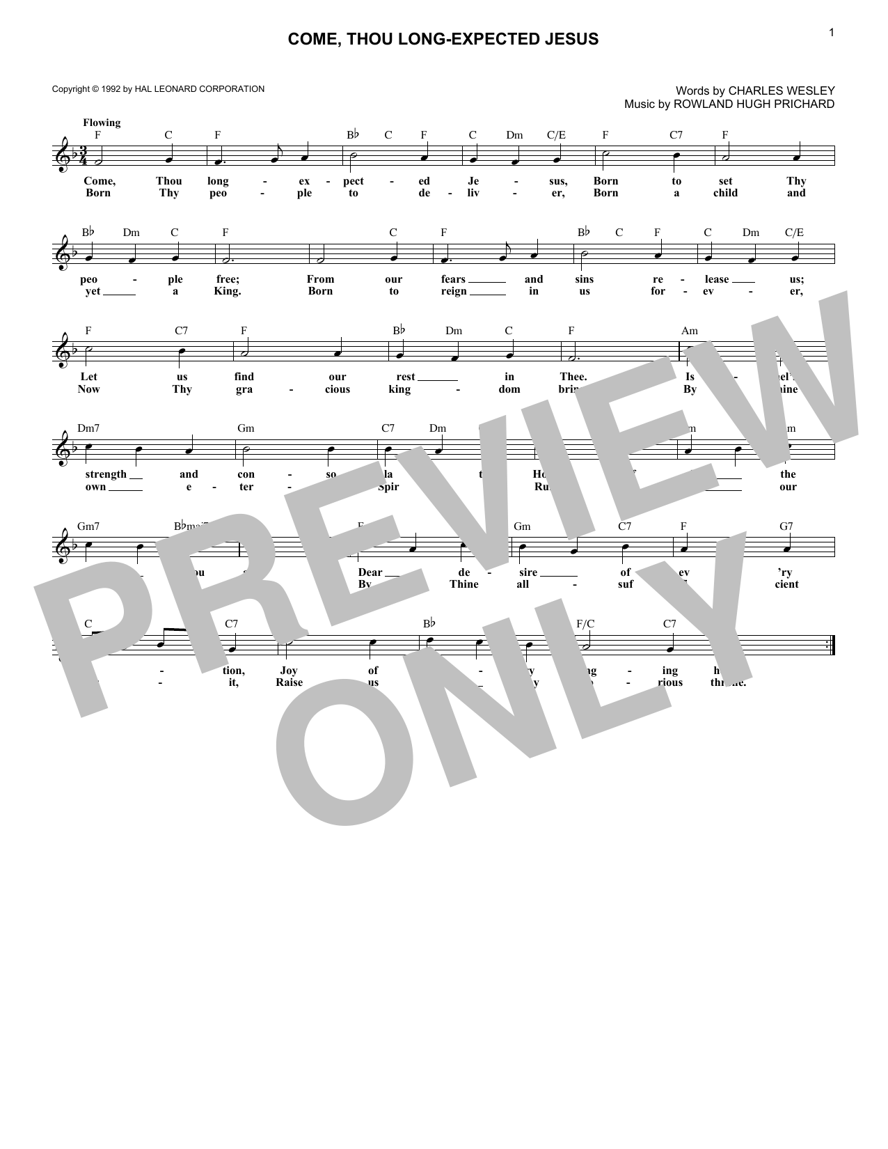 Product gallery: Page 1 of 1 Come, Thou Long-Expected Jesus, Charles Wesley