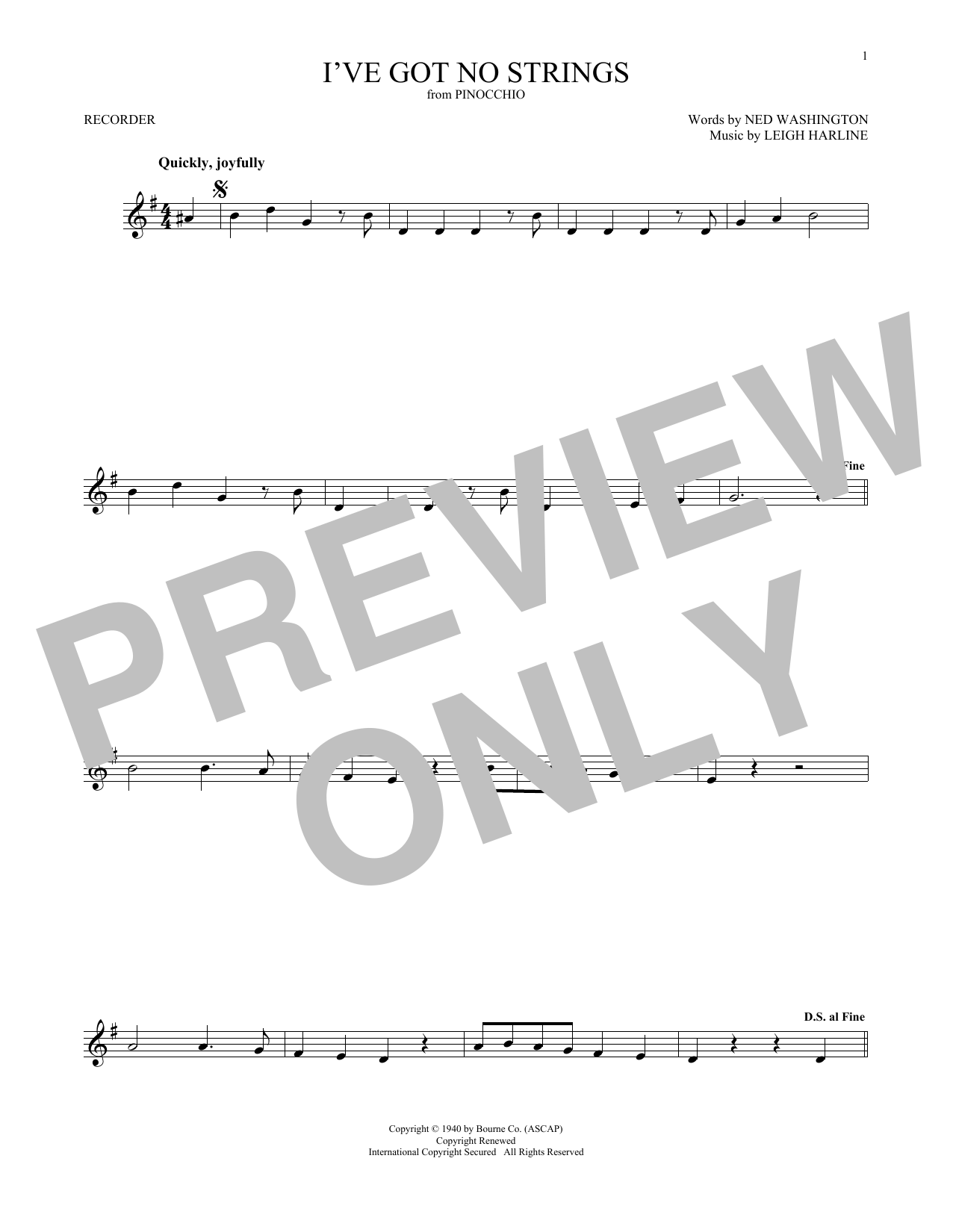 Product gallery: Page 1 of 1 I've Got No Strings (from Pinocchio), Ned Washington & Leigh Harline