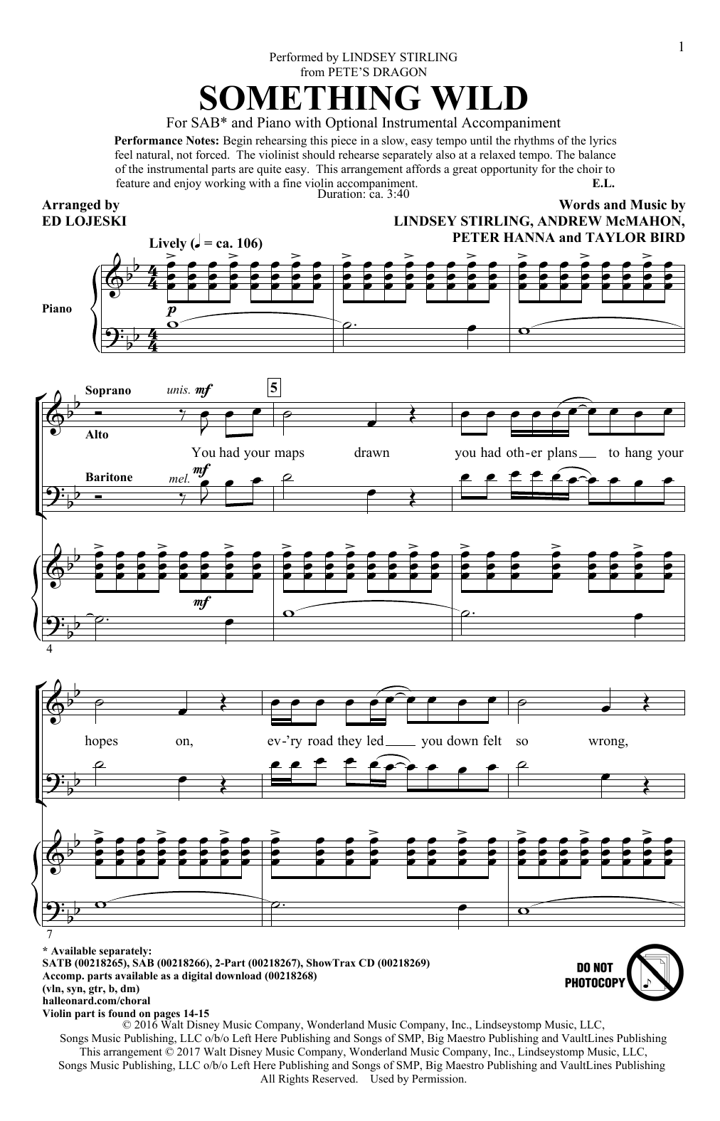 Product picture to: Something Wild (arr. Ed Lojeski)