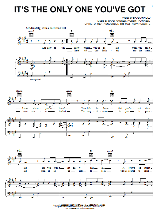 Produktgalerie: Seite 1 von 1 It's The Only One You've Got, 3 Doors Down, Gesang, Gitarre, Klavier