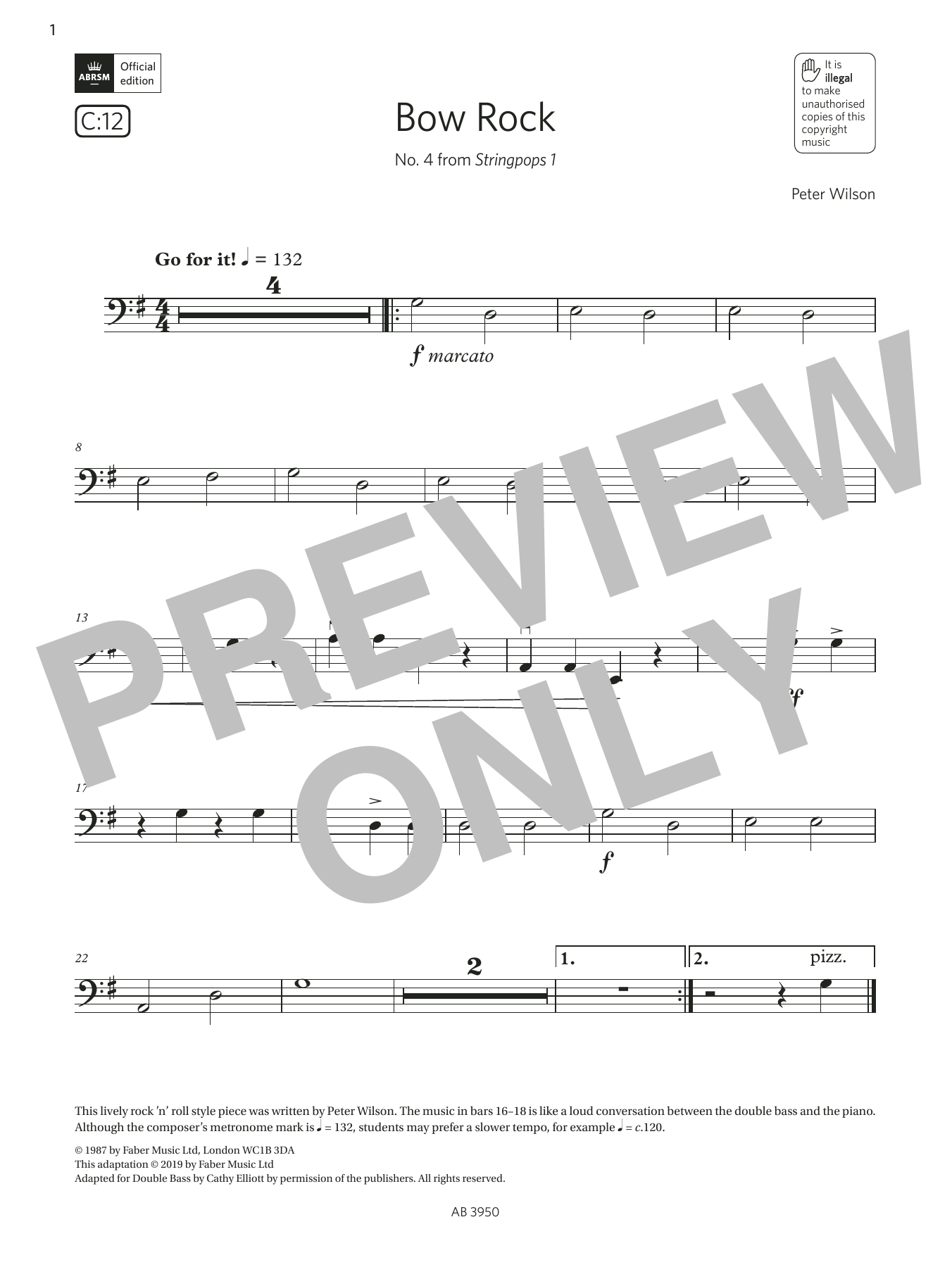 Produktbild zu:  Bow Rock (Grade Initial, C12, from the ABRSM Double Bass Syllabus from 2024) - Peter Wilson