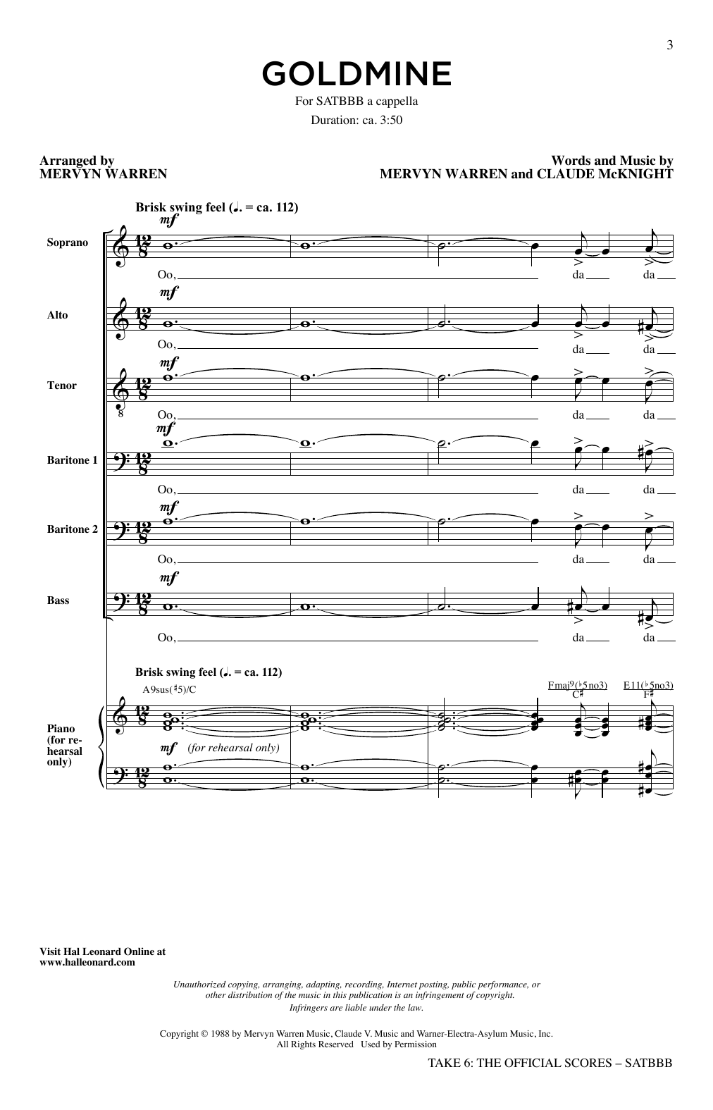 Product picture to: Gold Mine (arr. Mervyn Warren)