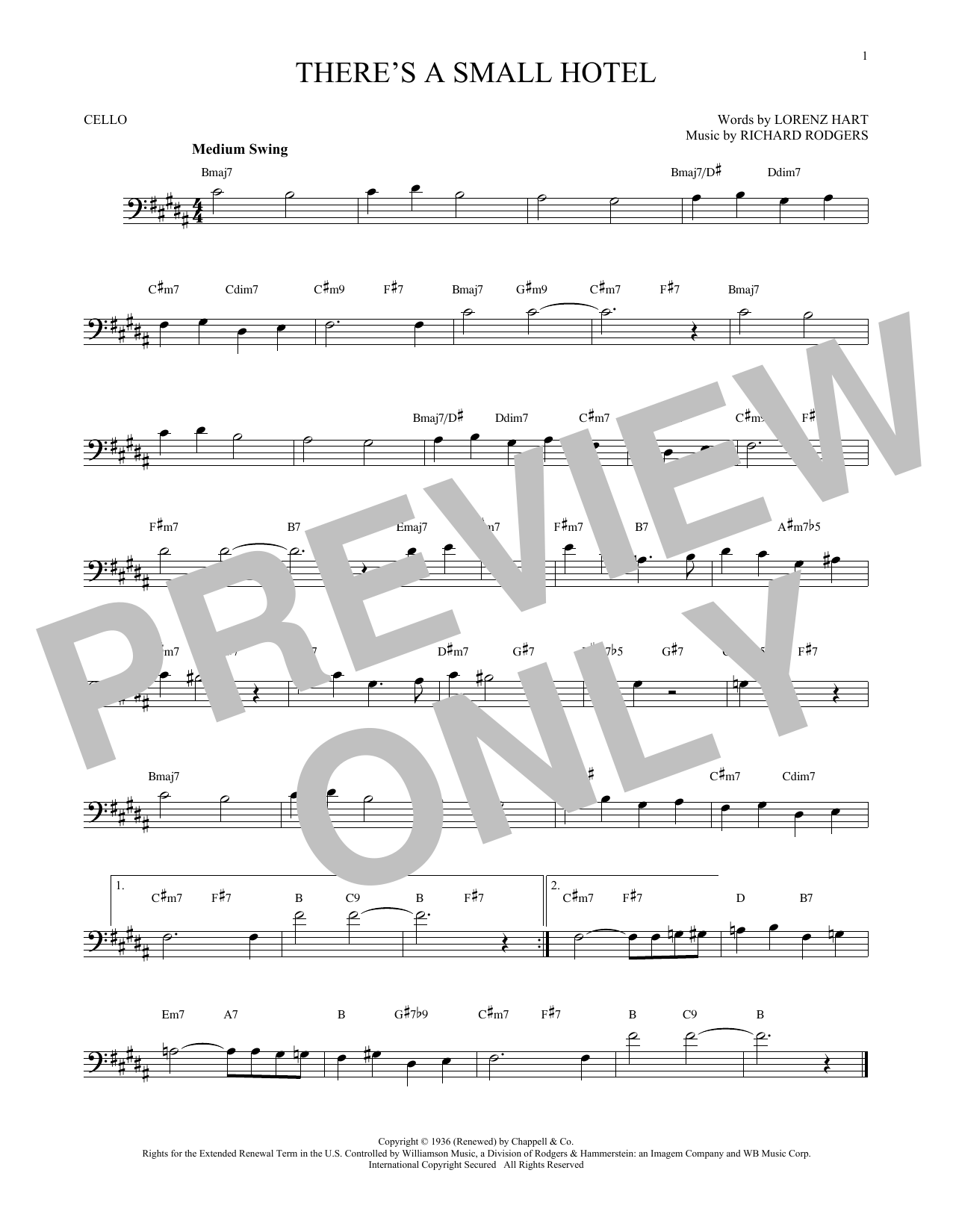 Produktgalerie: Seite 1 von 1 There's A Small Hotel, Rodgers & Hart, Violoncello