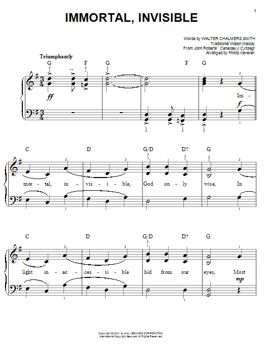Product picture to: Immortal, Invisible (arr. Phillip Keveren)